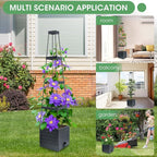 MQUPIN Tomato Planter Box with Trellis for Garden, 57 Inch Self-Watering Raised Garden Bed, Patio Tomato Cage for Climbing Vegetables & Flowers, Upgraded Tomato Pot for Indoor Outdoor Use (4 Pack)