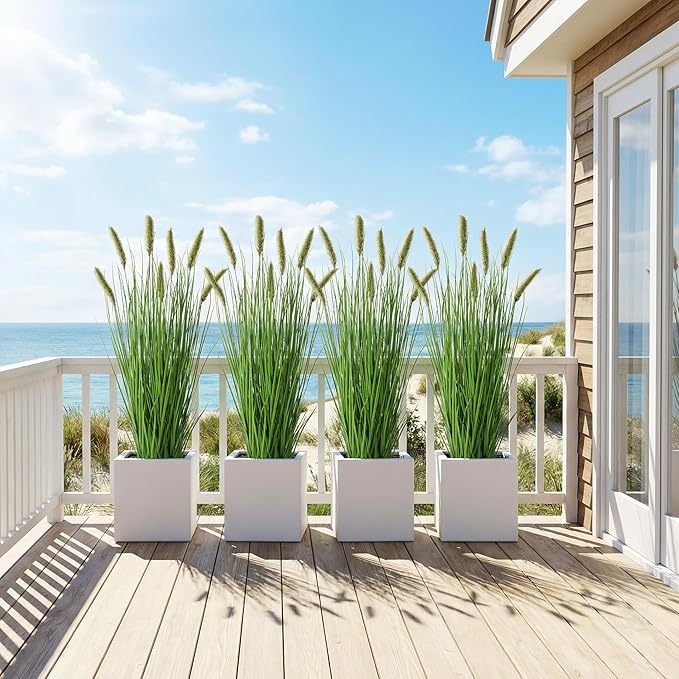 Artificial Cattail Reed Grass Plants Indoor ，Faux Cattail Grass Plant Artificial Plant Grass Outdoor,Fake Grass Tall Green Onions Fake Plant， Living Room Kitchen Office Decoration 47“1 Pcs