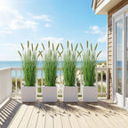 Artificial Cattail Reed Grass Plants Indoor ，Faux Cattail Grass Plant Artificial Plant Grass Outdoor,Fake Grass Tall Green Onions Fake Plant， Living Room Kitchen Office Decoration 47“1 Pcs