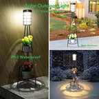 Solar Floor Lamps with Metal Tripod Plant Stand, 45.4 inches Waterproof Solar Powered Outdoor Lights for Patio, Porch, Deck, Yard, Garden Decor (2 Pack)