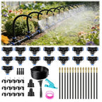 Drip Irrigation System, 50FT 1/4" Garden Watering for Outdoor Plants & Raised Beds, 15pcs Upgraded Brass Nozzles 360° Adjustable Misting Kit, UV-Resistant Tubing for Greenhouse, Lawn & Patio Cooling