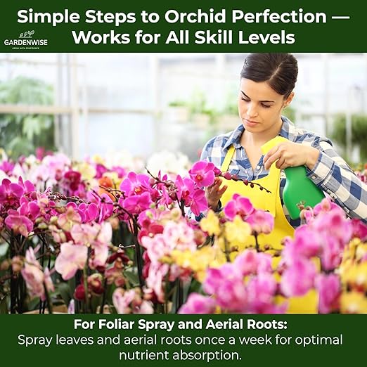 GARDENWISE Premium Orchid Plant Food Mist – Orchid Fertilizer Spray – Orchid Food Fertilizer for Blooming – Orchid Plant Care Formula 3-1-2 – Ready-to-Use (16 OZ)