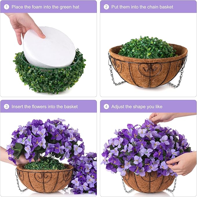 Artificial Hanging Flowers Plant with Basket for Outdoors, Silk Bougainvillea in Planters Faux Hanging Plants for Outdoor Look Real UV Resistant Flower for Outside Porch Patio Garden Home Decor, Mix