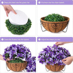 Artificial Hanging Flowers Plant with Basket for Outdoors, Silk Bougainvillea in Planters Faux Hanging Plants for Outdoor Look Real UV Resistant Flower for Outside Porch Patio Garden Home Decor, Mix