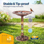 VIVOHOME Bird Bath for Outside, Polyresin Pedestal Bird Baths for Outdoor, Garden, 28 Inch Height Weather-Resistant Birdbaths with 20" Bowl, Antique Bronze