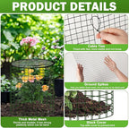 Plant Protector from Animals with Detachable Covers - 4 Pack 16”x 16" Wire Cage Cloches with Ground Stakes and Tools for Protecting Vegetable, Flower, Seedling