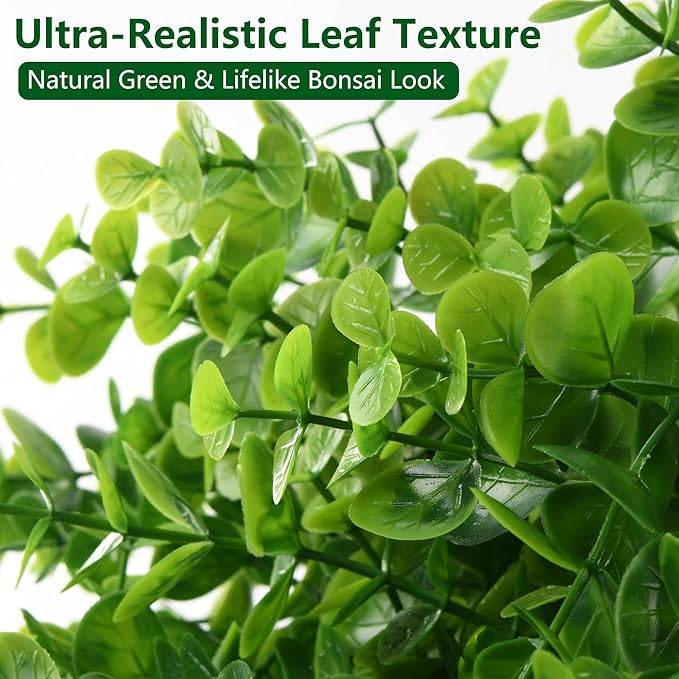 florisso 2 Pack Artificial Boxwood Topiary Trees, UV-Resistant Faux Realistic Greenery Potted Bushes with Pots for Front Door, Porch, Farmhouse, Garden Decor