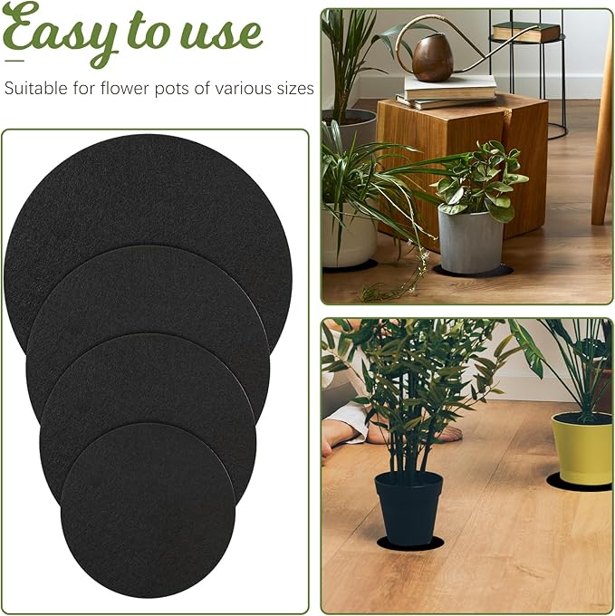 Plant Saucers for Indoors, 4 Pcs Round Fabric Plant Mat 4/6/8/10 Inch Plant Pot Saucers Felt Plant Water Catchers Tray Absorbent Plant Saucers for Indoor House Plants, Outdoor Pots, DIY Craft Supplies