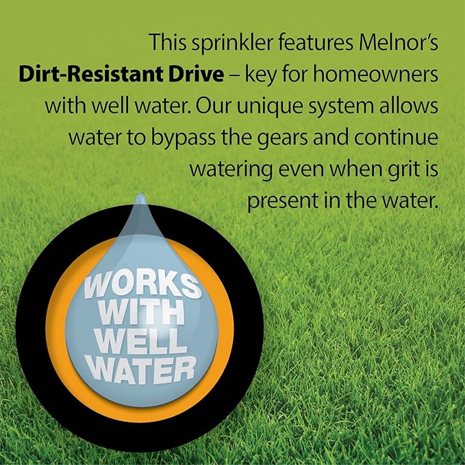 Melnor 65154AMZ XT Turbo Oscillating Sprinkler, Metal Base, 4,500 sq. ft., Quick Connect Bundle, 3-Way Adjustable, Black, Yellow