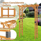 Giantex 7FT Wood Garden Arbor Trellis, Wooden Wedding Arch for Ceremony Party, Outdoor Archway Pergola for Climbing Plants, Pathway, Yard, Garden Decor, Easy Assembly (Honey Brown, 55''W x 85''H)
