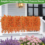 TURNMEON 4 Pcs Artificial Hanging Flowers for Outdoors Decorations Faux Flowers Plants for Outdoors, Silk Morning Glory with Eucalyptus Look Real UV Resistant for Home Yard Porch Outdoor(Orange)