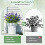 12 Bundles UV Resistant No-Fade Outdoor Artificial Plants & Flowers, Adjustable Height Fake Lavender Flowers Indoor & Outdoor Decor for Garden Patio Pathway Hanging Planter Front Porch