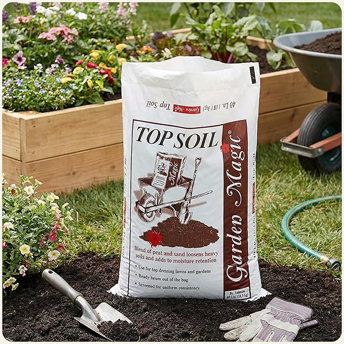 Michigan Peat 10 Pack Garden Magic Indoor and Outdoor Organic Planting Potting Topsoil Mix Blend with Moisture Retention, 40-Pound Bag