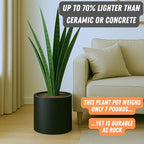 Fox & Fern Large 12 Inch Black Plant Pot — Premium Lightweight Fiberstone Matte Black Planter w Drainage Plug, Large Indoor & Outdoor Planter; 12 Inch Pots for Plants, Weather Resistant & UV Resistant