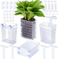 2026 Latest Upgraded Aquarium Plant Holder Adjustable Height with Extendable Hook and Suction Cup for Fish Tank Aquaponic Plant Cultivation and Aquascape Accessories Decorations (4 Pack) Transparent