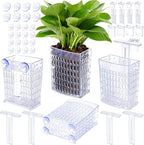 2026 Latest Upgraded Aquarium Plant Holder Adjustable Height with Extendable Hook and Suction Cup for Fish Tank Aquaponic Plant Cultivation and Aquascape Accessories Decorations (4 Pack) Transparent