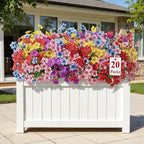 Alupssuc 20 Bundles Artificial Flowers for Outdoor Indoor Decoration, UV Resistant No Fade Fake Plants Eucalyptus, Colorful Faux Spring Flowers for Outside Yard Porch Patio Garden Home Window Box