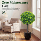 PATIO CHOICE Artificial Topiary Boxwood Ball Trees Set of 2 30" Fake Outdoor Plants Realistic Olive Tree Fake Bushes Lifelike Shrubs Decorations for Outdoor Indoor Front Porch Garden