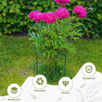 Geelin 15 Pack Peony Cages and Supports 12'' Dx 24'' H Grow Through Metal Plant Supports Frame Rings Hoops for Outdoor Plants Peony Flowers Tomato Rose(Green)
