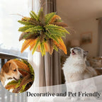 35” Artificial Boston Fern Bush Plant, 2 Faux Ferns for Outdoors Large, Fake Ferns Realistic Artificial Plants with 39 Fronds for Garden Porch Patio Home Office Living Room Decor Yellow
