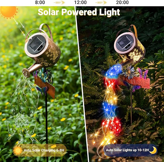 Solar Watering_Can Light, Solar Lights Outdoor Decor, Garden Decor Lights for Yard, IP65 Waterproof Hanging Lantern Lights, Gifts for Women Mom, for Yard Patio Lawn Pathway Landscape (Multicolour)