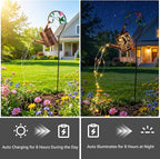 MEBRUDY Solar Garden Decor Lights, IP44 Waterproof Metal Hummingbird Solar Watering_Can Lights Outdoor Decor for Yard Pathway Patio Lawn, Gifts for Women Mom Grandma Birthday