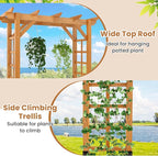 Giantex 7FT Wood Garden Arbor Trellis, Wooden Wedding Arch for Ceremony Party, Outdoor Archway Pergola for Climbing Plants, Pathway, Yard, Garden Decor, Easy Assembly (Honey Brown, 55''W x 85''H)