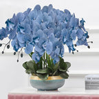 FagusHome 32 Inch Artificial Phalaenopsis Flowers 6 Pcs Artificial Orchid Flowers Stem Plants for Home Décor (Blue Piebald), FH1000143