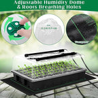 Hahood 2 Set Seed Starter Kit 40-Cell Seed Starter Tray with Grow Light Full Spectrum Seedling Heat Mat 40 Peat Pellets Seed Starting Soil Plant Label Garden Tool for Germination Seeds Growing, Black