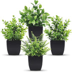 Der Rose Set of 4 Pack Small Fake Plants Mini Artificial Faux Plants Indoor for Bathroom Farmhouse Room Table Decor
