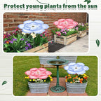Mixweer 2 Pack Metal Plant Shade Umbrellas for Outdoor Plants, 12" Realistic Flower Design Garden Plant Umbrella Shade, Decorative for Potted Plants, Garden Beds, Flower Beds Decoration