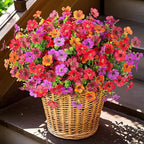 INXUGAO Artificial Fake Flowers Plants for Outdoor Spring Summer Decor, 12 Bundles Faux Silk Flowers for Outdoor Outside Planter Colorful Daisy UV Resistant Look Real for Front Door Porch Patio Yard