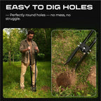 CKG Post Hole Digger Gardening Tool 57 inches,Heavy Duty with Fiberglass Handle, Plant Hole Digger for for Soil Plugging, Cultivating, Manual Fence Post Diggers, Black