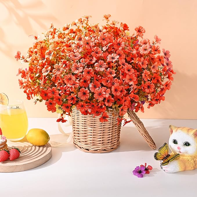 Waipfaru Artificial Fake Flowers Plants for Outdoor Decor, 36 Bundles Faux Plants Outdoor, UV Resistant Artificial Outdoor Plants, Silk Artificial Flowers for Outside Home Planter Porch Patio Decor