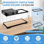 GOZILLA Turtle Tank Kit(Tank+Lamp+Filter), Upgrade PC Turtle Tank Starter Kit with Adjustable Lamp & Filter, Reptile Hideout Habitat with Lid for Small Reptiles.(15.75 × 7.9 × 9''/Black Kit)