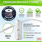 White Mason Line String Line - 84 Roll Pack - #18 Braided Nylon String - 500 Ft Length Per Roll - Nylon Twine for Gardening Or Masonry Tools - Perfect Construction String for A String Level