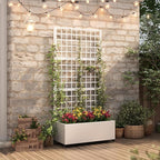 Metal Planter Box with Trellis,72"x35"x15",Galvanized Raised Garden Bed Trellis Outdoor Planter with Privacy Screen & Wheels and Drainage Holes,for Patio Climbing Vegetables,Flowers,Vines,White