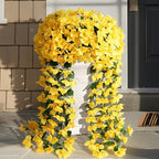 ATTGREAT Artificial Bougainvillea for Outdoors Faux Plants UV Resistant Flowers Fake Plastic Plants Realistic Silk Flowers for Porch Planter Garden Outside Hanging Decoration, 2Pcs (Yellow)