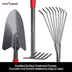 FLORA GUARD 6-Piece Garden Tool Set, Heavy Duty Gardening Hand Tools,Includes Trowel, Rake, 2-in-1 Hoe & Crack Weeder, Durable Yard Gardening Tools, Ideal Gardening Gift for Men & Women