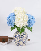 DuHouse 4Pcs Large Hydrangea Artificial Flowers,20 inch Latex Real Touch Hydrangeas for Home Wedding Bouquets Centerpieces Party Living Room Decoration(2Pcs Blue+2Pcs White)