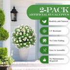 Artificial Topiary Bushes for Outdoors with Spike, Boxwood Ball Fake Shrubs UV Resistant Faux Plants for Indoor Outdoor Fall Thanksgiving Halloween Decor (Sunflower Boxwood White -2 Packs)
