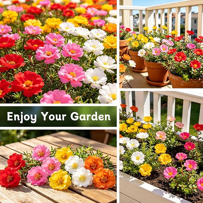 LUOJIBIE Moss Rose Seeds, 20,000+ Bulk Flower Seeds for Planting Outdoors(99% Pure Live, Non-GMO), Mixed Colors and Large Blooms, Attracts Pollinators, Easy to Grow