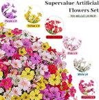 Uieke Artificial Flowers for Outdoors, 24 Bundles UV Resistant Faux Flowers No Fade Fake Plastic Plants for Outside Indoor Home Garden Porch Wedding Spring Summer Decor(Mix Color)