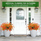 TURNMEON 12 Bundles Calla Lily (240 Heads) Artificial Flowers for Outdoors, Fake Plants UV Resistant Faux Plastic Fake Flowers for Indoor Home Porch Yards Spring Summer Cemetery Decor(Orange Red)