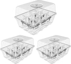 Gardzen 3 Pack Seed Starting Tray, Plant Germination Trays, Seed Starter Kit with Adjustable Humidity Vented Dome and Clear Base, Plant Growing Kit 6.6" x 4.5", Total 36-Cell, Clear