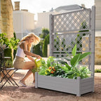 Durable Resin Raised Garden Bed with Drainage Holes & Reinforced Corners - Lightweight Flower Boxes Outdoor for Vegetables, Herbs, and Patio Garden Enclosure System (Grey, 43.43 * 18.27 * 59.29)