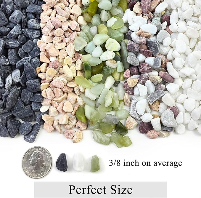 FANTIAN 2 lbs Natural Mixed Color Pea Gravel Pebbles, 3/8 inch Decorative Rocks for Succulents, Pebbles for Indoor Plants, Vases, Aquarium Gravel, Top Dressing, Outdoor Decorative Stones