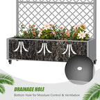 Casaphoria Metal Raised Garden Bed with Trellis and Wheels, 72"x47"x16" Arched Planter Box for Climbing Plants, Vegetables & Vines, Features Drainage Holes and Privacy Screen, Grey-Rhombus