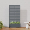 Casaphoria Metal Raised Garden Bed with Trellis and Wheels, 72"x35"x16" Planter Box for Climbing Plants, Vegetables & Vines, Features Drainage Holes and Privacy Screen, Drakgrey-Louvered