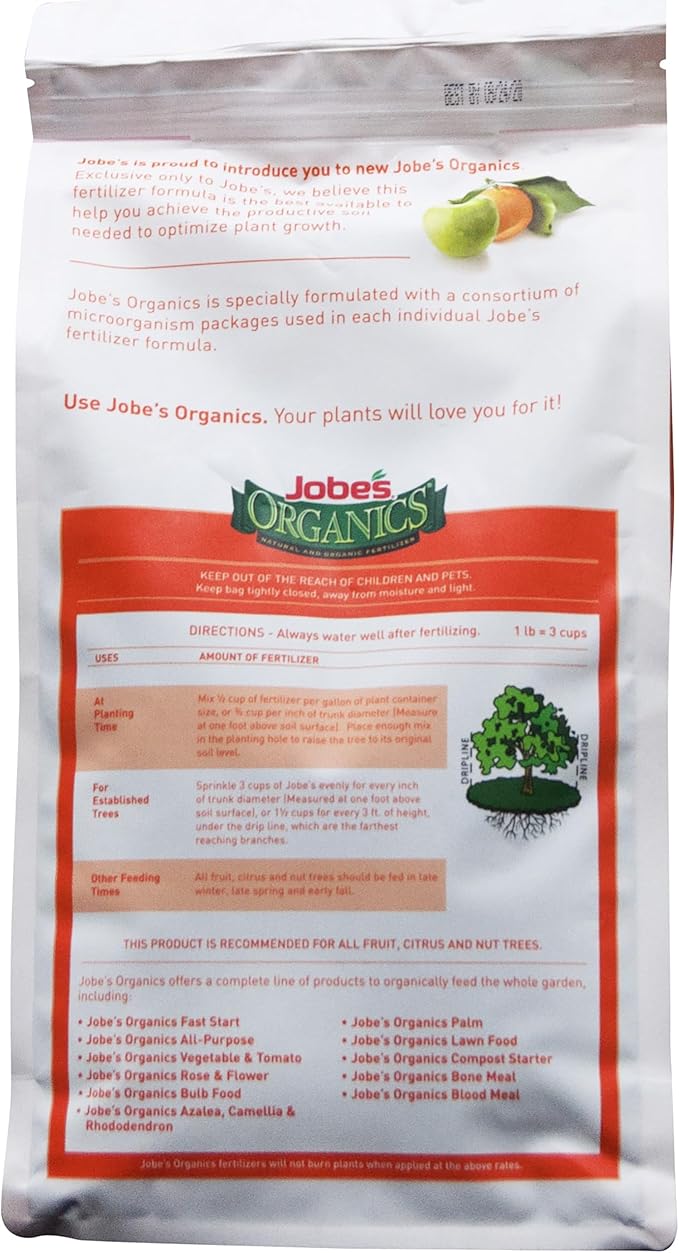 Jobe’s Organics Granular Garden Fertilizer, Easy Plant Care Fertilizer for Fruit and Citrus Plants and Trees, 4 lbs Bag